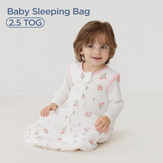 Duomiaomiao 2.5 TOG Baby Sleep Sack 100% Cotton Winter Baby Wearable Blanket, Warm Quilted Comfy Toddler Sleeping Sack