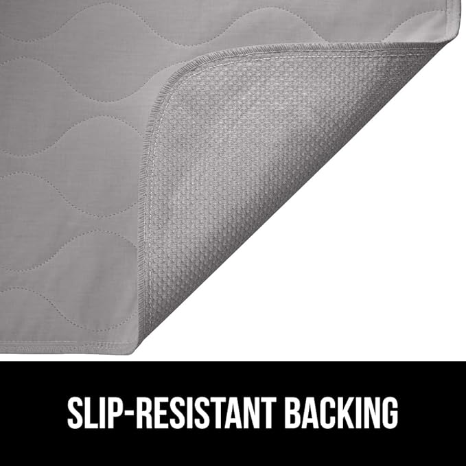 GORILLA GRIP Washable Underpads, Waterproof Reusable Heavy Absorbency Incontinence Bed Pads, Leak Proof Toddler Mattress Pad, 52x34 Slip Resistant Protector for Bedwetting, Adults and Kids, Gray