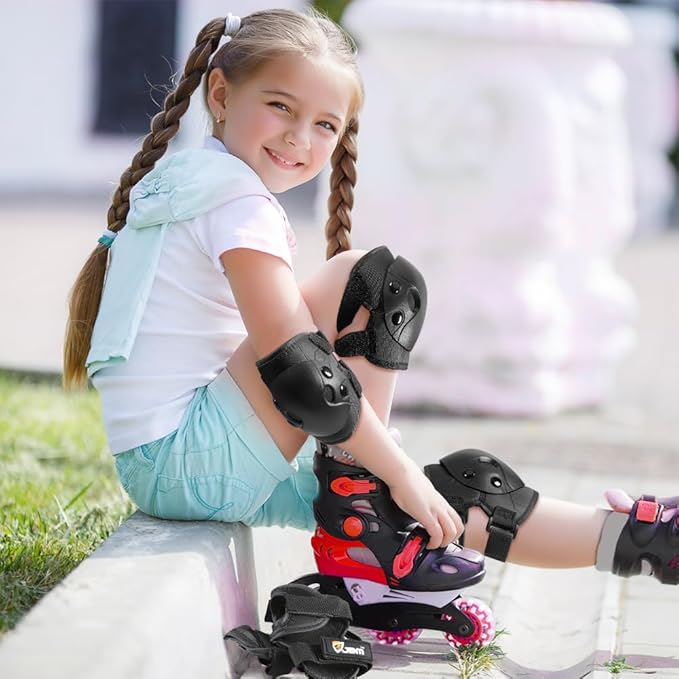 JBM Kids and Youth Knee Pads Elbow Pads Wrist Guards Child Protective Gear Set for Roller Skating, Skateboarding, BMX Biking, Cycling, Inline Skating, Scooter Riding Sports