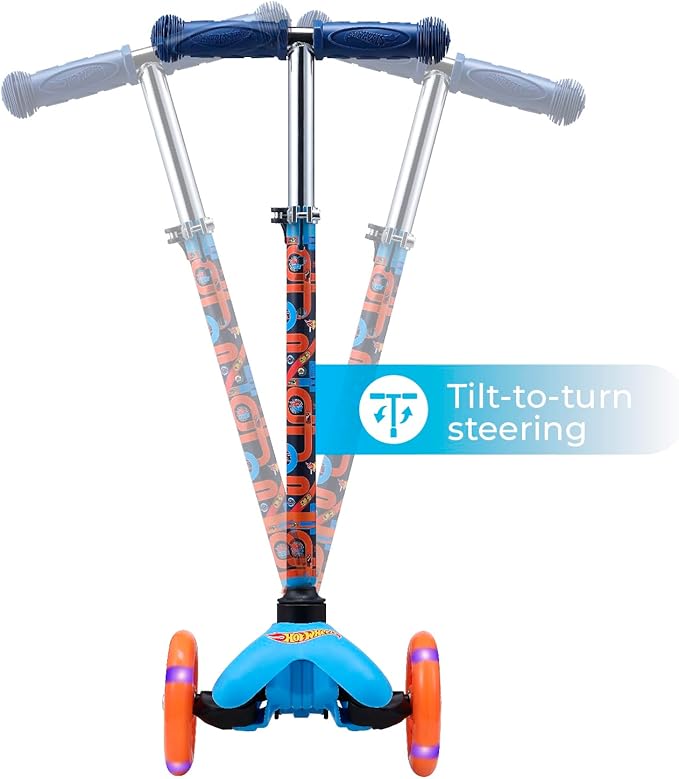 Self Balancing Kick Scooter with Light Up Wheels, Extra Wide Deck, 3 Wheel Platform, Foot Activated Brake, 75 lbs Limit, Kids & Toddlers Girls or Boys, for Ages 3 and Up