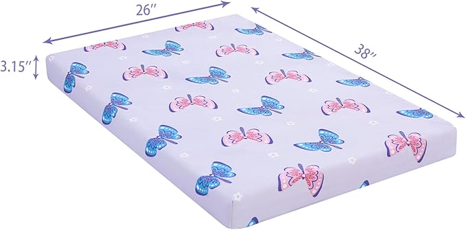 Viviland 38" x 26" Toddler Mattress, Premium Baby Mattresses Soft Pack n Play Mattress for Pack & Play- Butterfly
