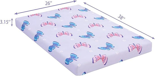 Viviland 38" x 26" Toddler Mattress, Premium Baby Mattresses Soft Pack n Play Mattress for Pack & Play- Butterfly
