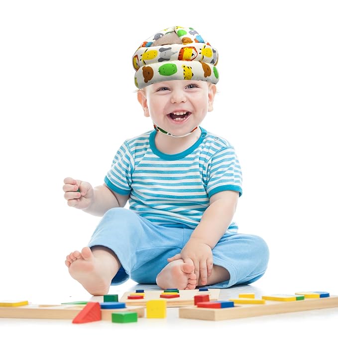 Baby Head Protector Baby Helmet for Crawling Walking, No Bumps Safety Head Adjustable Protective Cap for Walking, Playing (Animals)