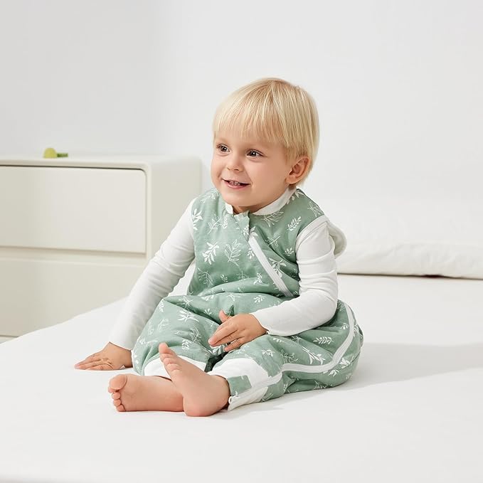 Duomiaomiao 2.5 TOG Toddler Sleep Sack 6-12 Months 100% Cotton Winter Side Open Zipper Baby Sleep Sack with Feet, Warm Toddler Wearable Blanket