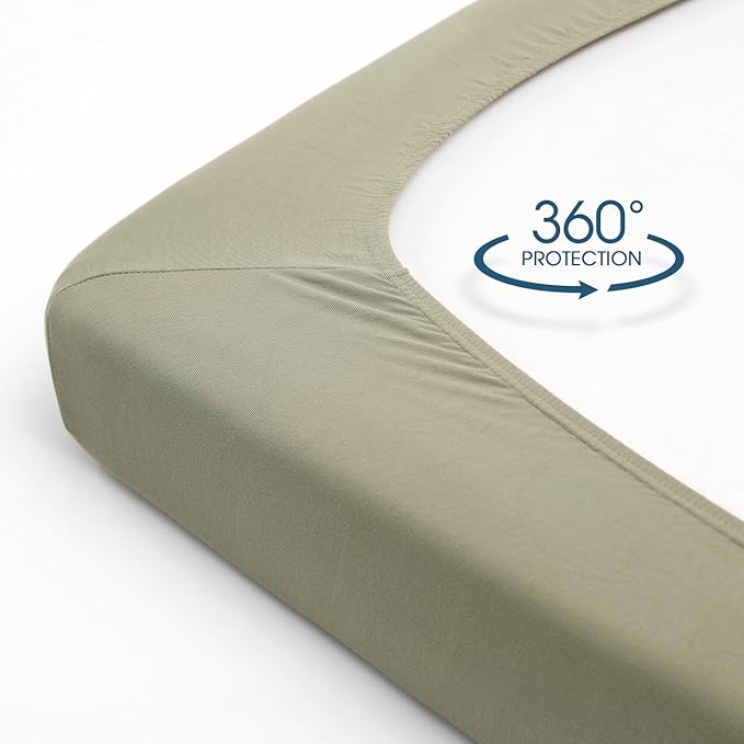 GRSSDER Jersey Crib Sheets for Boys and Girls, Stretchy Ultra Soft Crib Fitted Sheets Set 2 Pack, Universal Fit All Standard Crib Mattress Pads Safe and Snug, Pale Sage/Sage