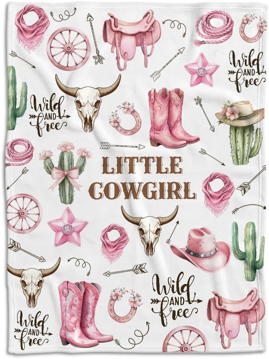 Pink Western Blanket, Western Decor for Nursery Room, Baby Blankets for Girls, Cowgirl Baby Blankets, Cowboy Baby Stuff, Soft Warm Lightweight Nursery Bed Blanket for Newborn Toddlers Daughter