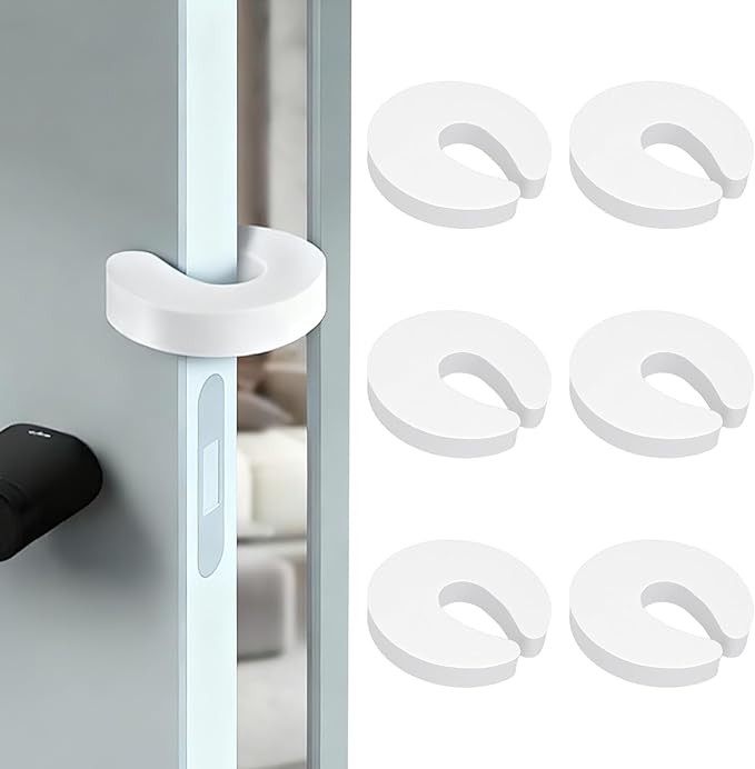 Door Pinch Guard, 6 Pack Door Slam Stopper Door Finger Pinch Guard Soft Thick Foam Door Stopper, Prevent Finger Pinch Injuries, Slamming Doors, Keep Pets from Getting Locked in (White)