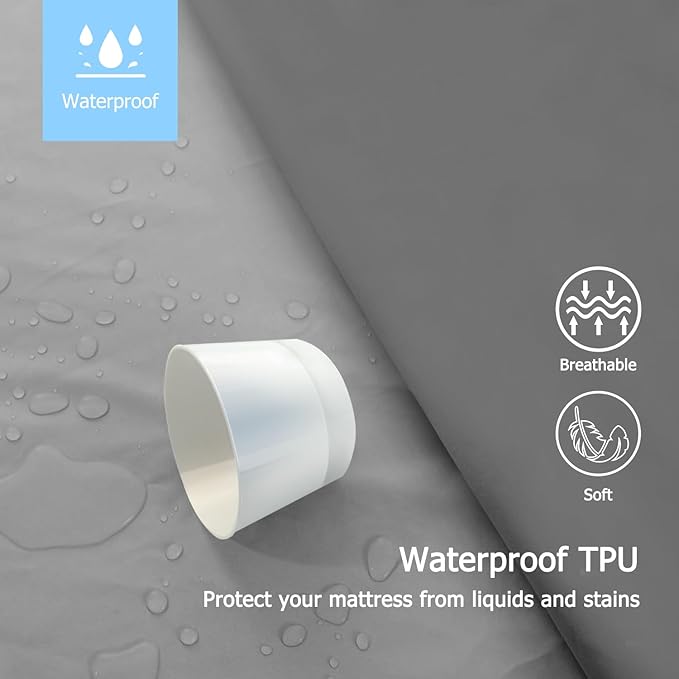 Softhour 2 PACK Twin Premium Waterproof Mattress Protector, Soft Breathable Mattress Pad Cover, Noiseless Waterproof Bed Cover - Stretch to 21"" Fitted Deep Pocket Mattress Protection Cover-Dark Grey