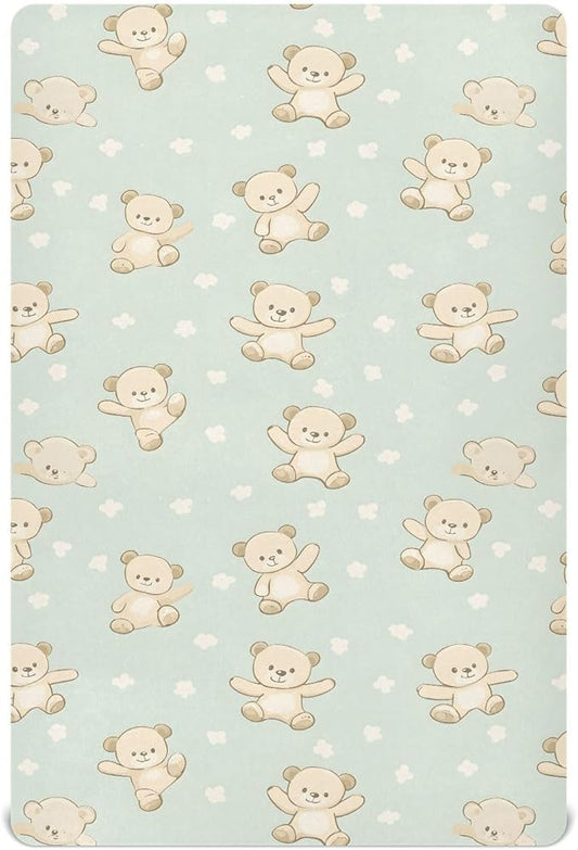 Baby Crib Sheets Fitted Crib Sheet Standard Crib and Toddler Mattress for Boys Girls 39 * 27in Pink Starfish Shell Pattern (Bear White Flower Pattern, Medium)