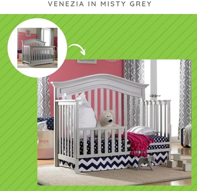 Toddler Bed Safety Guard Rail for Dolce Babi Convertible Cribs - Solid Wood Rail for Convertible Crib to Toddler Bed Conversion - Safety Bed Rail for Children (Misty Grey)