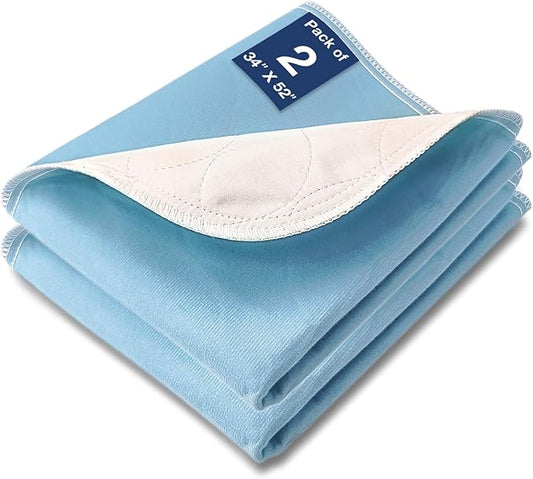 Bed Pads Washable Waterproof, 52" x 34" (2 Pack) Incontinence Bed Pads, Waterproof Mattress Protector & Washable Pee Pads, Perfect for Kids, Adults, The Elderly and Pets