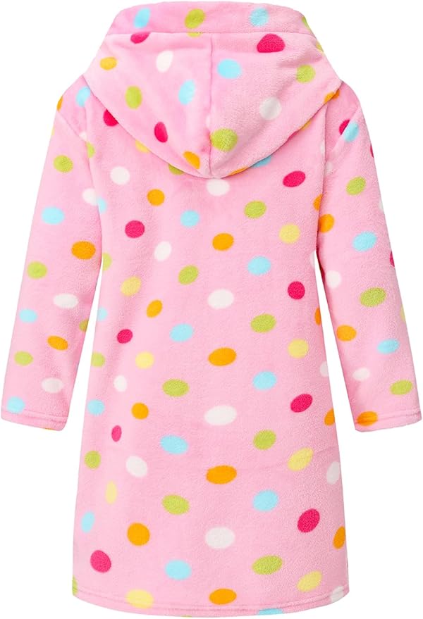 Girls Fleece Hooded Robe Warm Sleepwear for Toddler Kids Soft Fuzzy Bathrobe Gifts