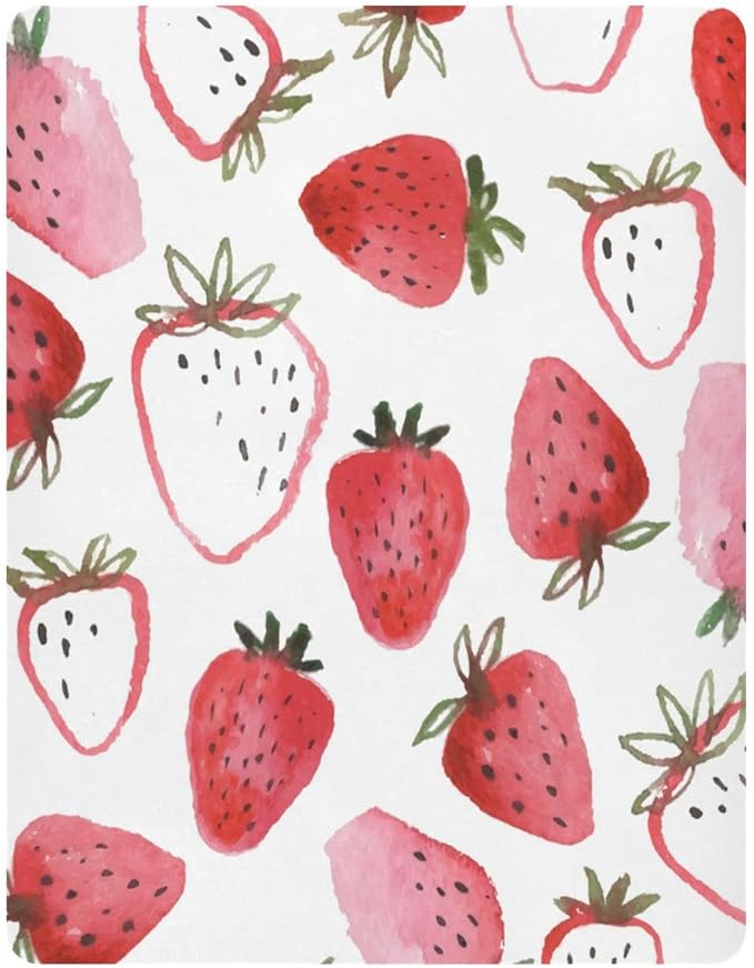 ATTX Fitted Crib Sheet Watercolor Strawberries Baby Sheets for Standard Crib Toddler Mattress Cover, Soft Microfiber Breathable Mattress Cover,27" x 39" x 5"