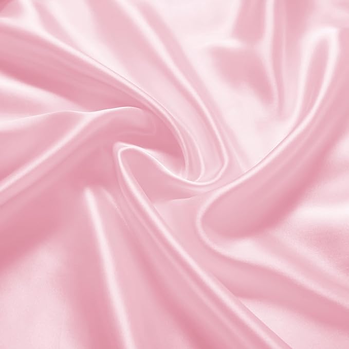 Horbaunal 2 Pack Satin Crib Sheets for Baby, 52" x 28" x 8" Silky Fitted Crib Sheets, Soft Toddler Sheet Baby Mattress Sheet, Blush Pink & White