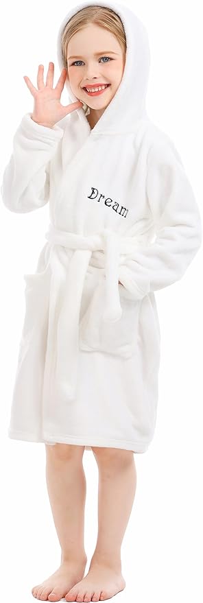 Toddler Robes Cute Pattern Bathrobe Unisex Kids Robe Baby Flannel Hoodie Pajamas Sleepwear