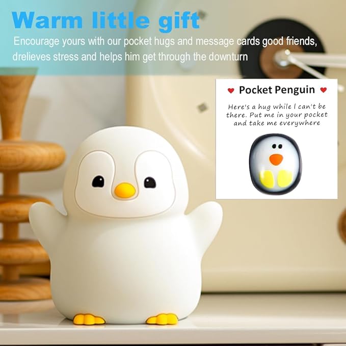 KangTen CHEN Cute Penguin Night Light for Kids Bedroom, Animal Silicone Nursery Night Lamp Touch Control Nightlights USB Rechargeable Bedside Lamp for Baby Children Toddlers Girls Gift