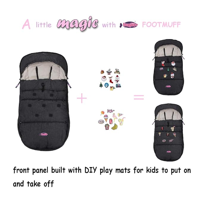 Christmas DIY Play Fun Waterproof Winter Stroller Bunting Bag Toddler,Width Adjustable, Anti-Dirt,Foot Area Open, Hoodie, All Features Needed for Baby Stroller Footmuff