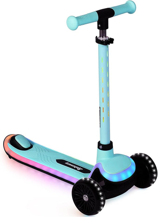 Light-Up Scooter for Kids 3-8,20 Dynamic Light Patterns for Evening Play Safety - Lean-to-Steer Kick Scooter with Adjustable Handlebar (Grows with Child) - Gift for Boys & Girls