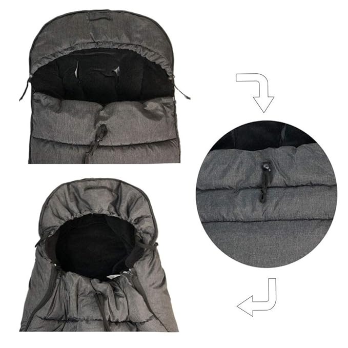 funlife German Designed Ultimate Protection Cozy Warm Waterproof Winter Baby Stroller Bunting Bag,Front Piece Removable,Multi-Function Good for 6-42M,Black