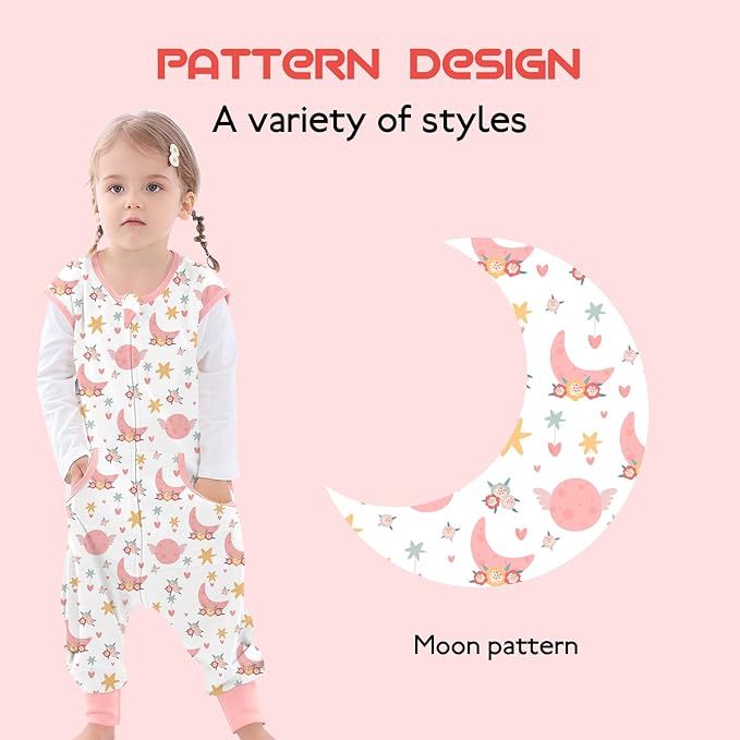 Toddler Sleeping Sack, Toddler Sleep Sack with Feet, Walker Wearable Blanket, Sleep Sack with Legs,0.5Tog（Flower 3T-5T）