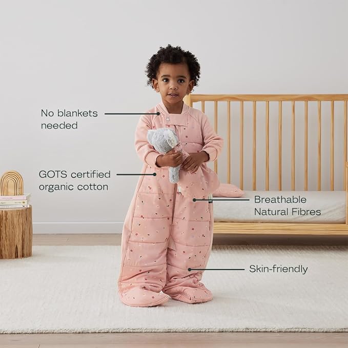 ergoPouch Sleep Suit Bag 3.5 TOG – Baby Sleep Sack & Wearable Blanket, 2-in-1 Convertible Sack to Suit with Legs for Safe Movement, Regulates Temperature Overnight, Unisex (2-4 Years, Daisies)