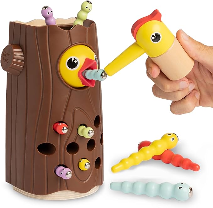 Nene Toys Little Woodpecker – Montessori Magnetic Toy for Toddlers 2-4 – Educational Toy for 2 3 Year Old Kids – Fine Motor Skills Learning Game – Gift Idea for Boys Girls Age 2-3
