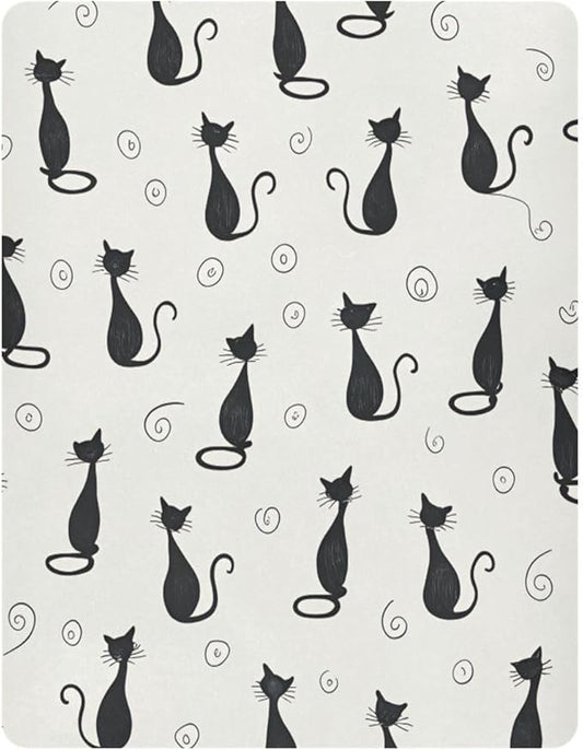 Crib Sheet, Unisex Crib Sheet, Soft and Comfortable for Standard Crib and Toddler Mattress, Black Cat