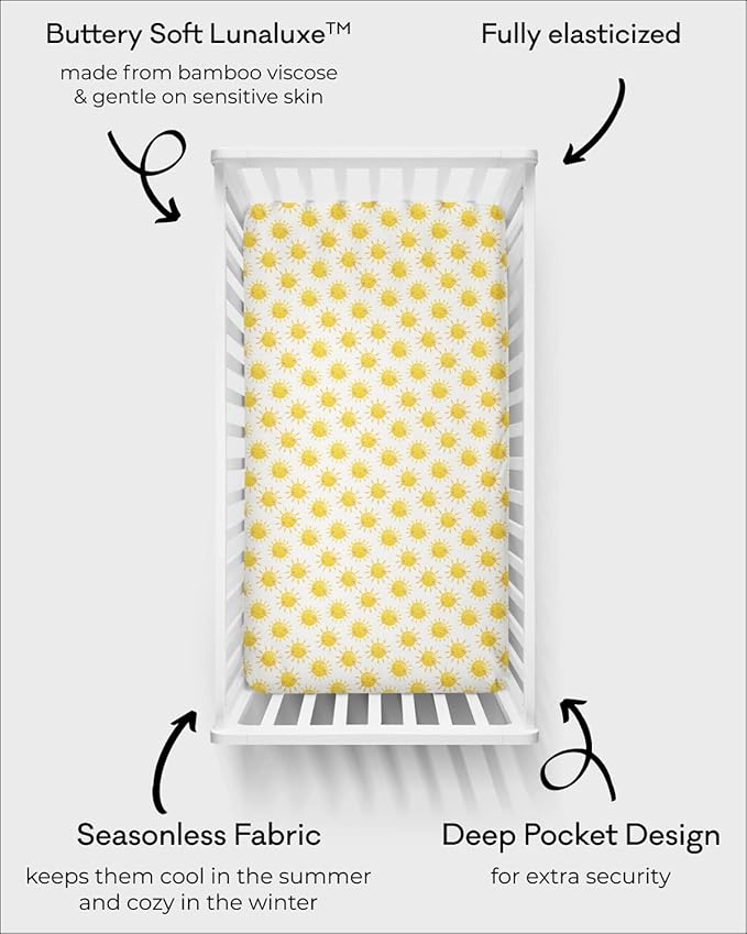 Little Sleepies Baby Crib Sheets, Buttery Soft Viscose from Bamboo Crib Sheets for Boys & Girls, Toddler Bed Sheet, Standard Crib Mattress Sheet, Super Stretchy & Elasticized (Sunshine)