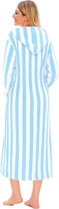 Umeyda Girls & Women Fleece Hooded Robes, Soft Fuzzy Bathrobe Warm Plush Fluffy Bath Robe for Kids Womens