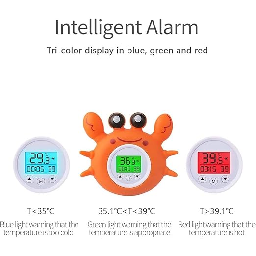 Digital Baby Bath Thermometer Baby Safety, Room Thermometer with LED Display Temperature Warning, Infant Bath Toys Floating Toy