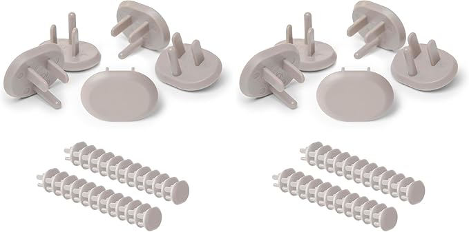 Ubbi Outlet Covers for Child Safety, Plug Protectors, Baby Proofing, Safe & Secure Electrical Plug Covers, Taupe, 24 Count (Pack of 2)