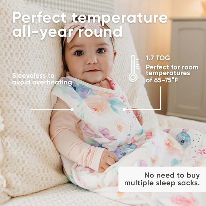 Copper Pearl Sleep Sack: Warm and Cozy Baby Bag in a Variety of Trendy Designs, Safe Alternative to Blankets, Sleeveless Baby Sleep Sack Swaddle Sizes Newborn to 24 Months - Bloom