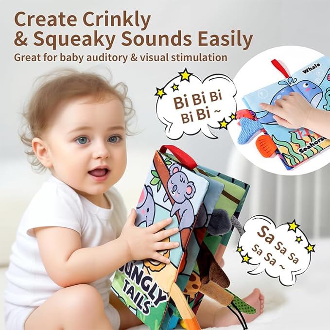 2-Pack Baby Books 0-6 Months, Baby Crinkle Book, Touch and Feel Sensory Books for Babies, Infant Toys 0-6 Months, Soft Fabric Toy Shower Gift, 4 Page - Blue