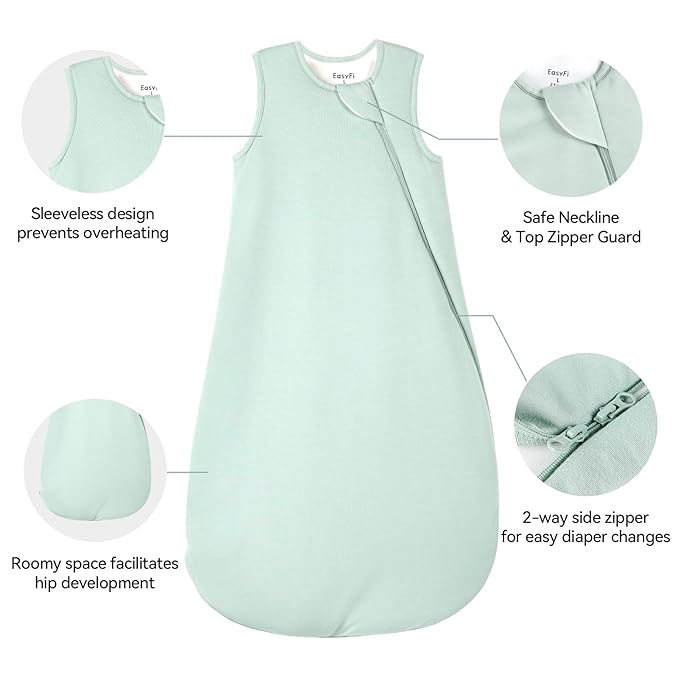 Rayon Made from Bamboo Sleep Sack 0-6 Months 2.5 Tog Winter Supersoft Infant Newborn Sleep Sack 0-3M Thick Warm Baby Sleeping Bag 3-6 Months 2-Way Zipper Baby Wearable Blanket