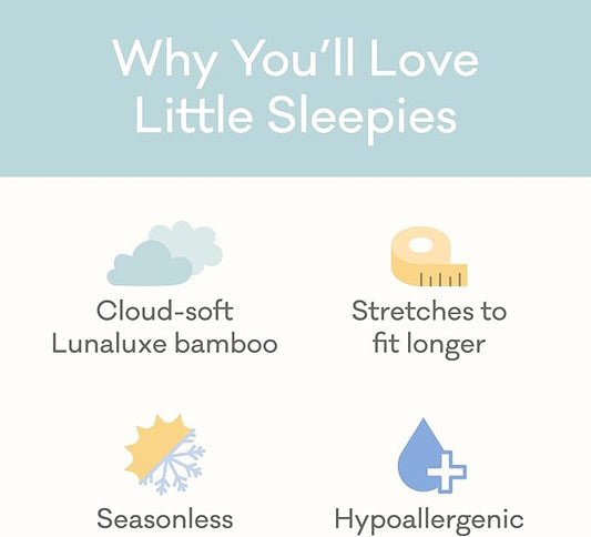 Little Sleepies Baby Crib Sheets, Buttery Soft Viscose from Bamboo Crib Sheets for Boys & Girls, Toddler Bed Sheet, Standard Crib Mattress Sheet, Super Stretchy & Elasticized (Blue Cookies & Milk)