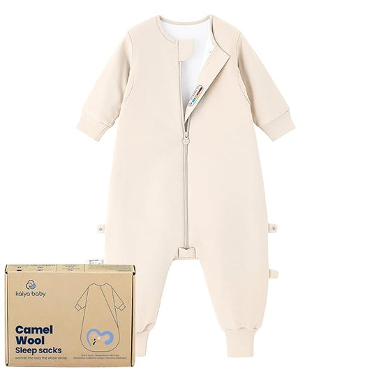 kaiya baby Unisex Toddler Sleep Sack with Feet 1.0 Tog Split Legs Sleep Sack 18-36 Months, Sleep Bag Walker, Gifts for Boys & Girls, Cream