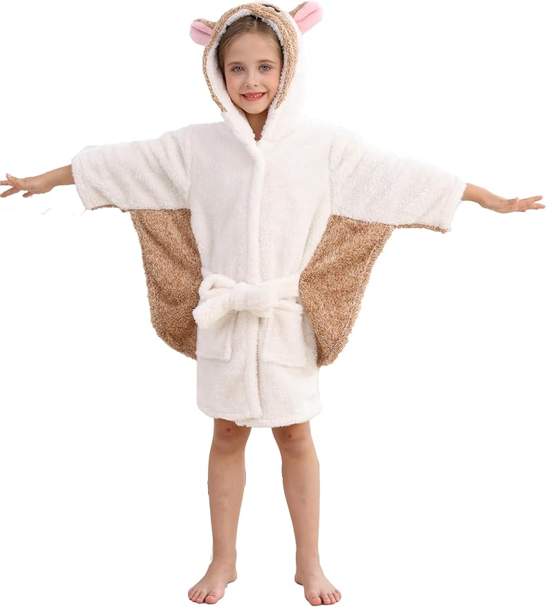 DELEY Girl's Robe Baby Boys Hoodie Robes Toddler Bathrobes for Kids Pajamas Sleepwear