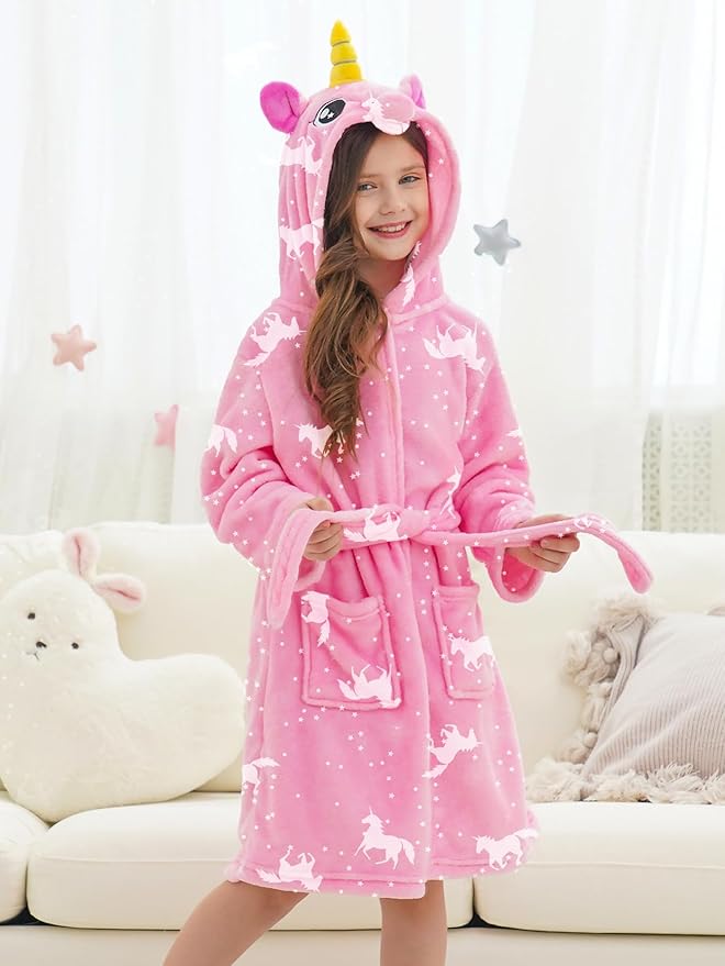 Doctor Unicorn Soft Unicorn Hooded Bathrobe Sleepwear - Unicorn Gifts for Girls