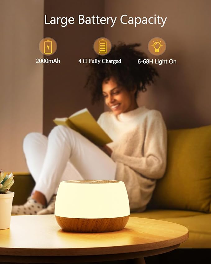 Bonsery Night Light for Baby Nursery Set of 2, USB Rechargeable Bedside Lamp Stepless Dimmable, 3 Modes & 9 Colors Changing, Portable Touch Light for Adults with Timing & Memory