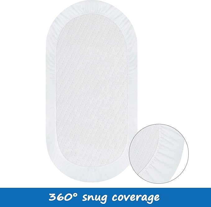 Bassinet Mattress Pad Cover 30" x 18" Fit for Halo BassiNest Swivel/Flex/Glide/Premiere & Luxe Series Sleeper, Waterproof Bassinet Mattress Protector Quilted Bassinet Sheets 2 Pack