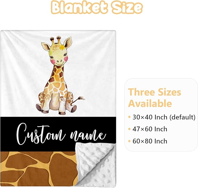 Personalized Baby Crib Bedding Set - 3 Pcs Custom Nursery Bedding Set with Name, Soft Double Layer Baby Crib Set for Girls Boys, Customized for Infant Toddler, Brown Giraffe