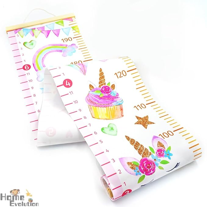 HomeEvolution Kids Growth Chart Height Measuring Chart, Unicorn Canvas Wall Hanging Rulers for Baby Children Girls Bedroom Decor