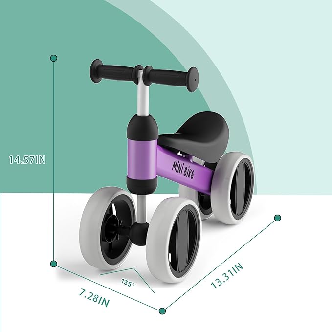 SIMATE Balance Bike Toys for 1 Year Old Boys Girls, 12-24 Month Toddler Ride on Toys, 4 Silent Wheels & Soft Seat, First Birthday Gifts for Baby Girls Boys
