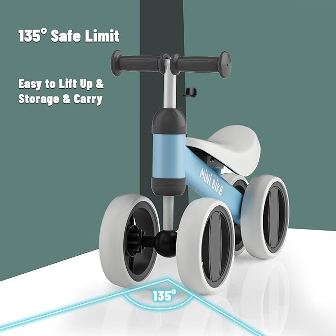 SIMATE Balance Bike Toys for 1 Year Old Boys Girls, 12-24 Month Toddler Ride on Toys, 4 Silent Wheels & Soft Seat, First Birthday Gifts for Baby Girls Boys