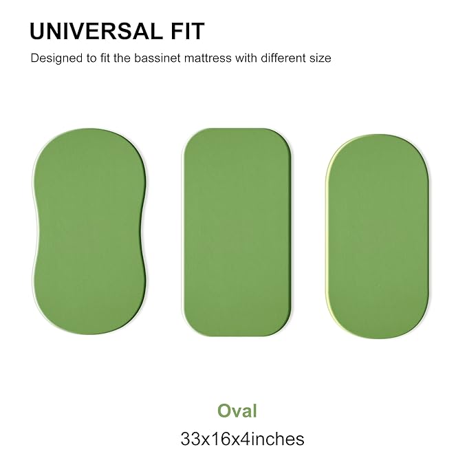 TILLYOU Baby Bassinet Sheets for Girls Boys, Fit for Hourglass Oval Rectangle Bassinet Mattress Sheets, 33”X16”, 2 Pack Green Apple & Fruit Green