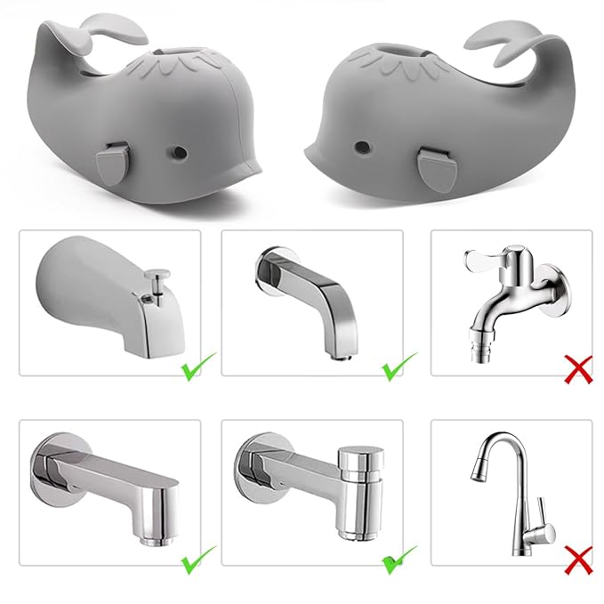Baby Bathtub Faucet Cover, Baby Safety Protection Silicone Toys, Bath Spout Cover Baby Bathtub, Faucet Cover Baby Bathtub Silicone Whale for Kids, Toddler, Infant, Gifts for Children