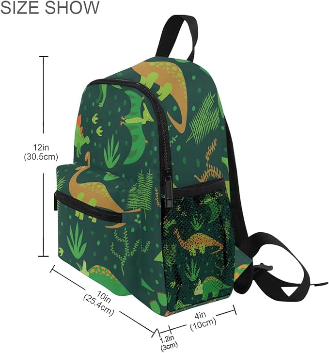 Cute Kids Back Pack Green Dinosaurs Todder Backpack Lightweight Preschool Kindergarten Book Bag Practical and Durable Daycare Bag for Travel,Toys
