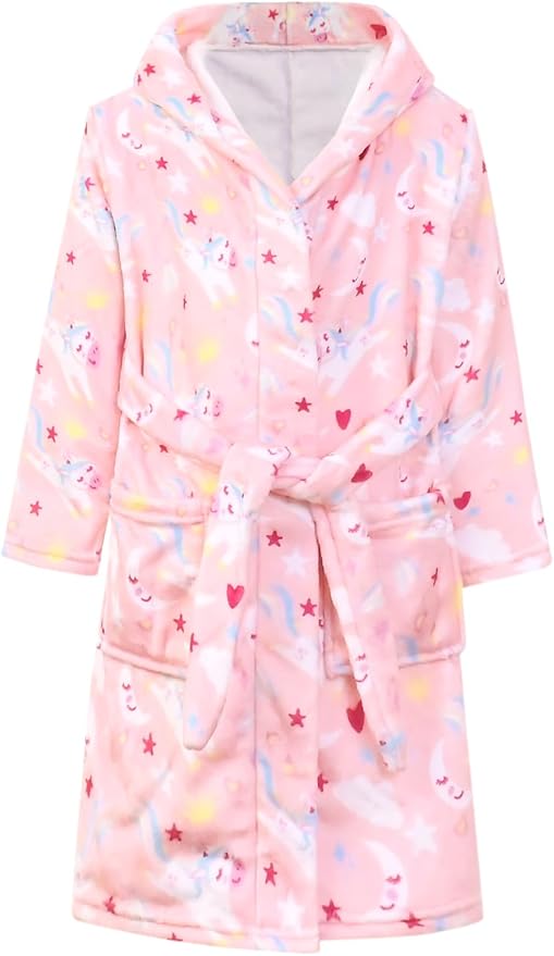CHILDRENSTAR Girls Robe Kids Bathrobes Plush Soft Fleece Pajamas Sleepwear