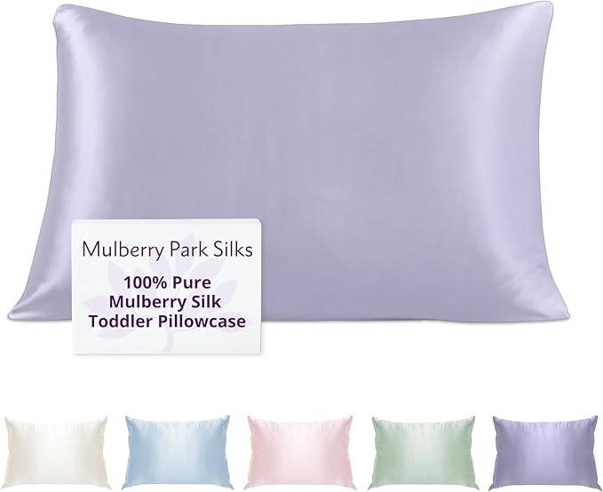 Mulberry Park 19 Momme Silk Pillowcase for Kids & Toddlers - Prevents Bed Head & Frizz, Gentle on Delicate Skin & Hair - Grade 6A Pure Mulberry Silk - 13" x 19" / Peaceful Purple