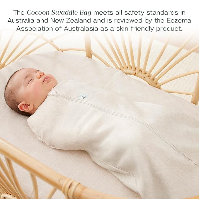 ergoPouch Cocoon Swaddle Sack 0.2 TOG - Baby Sleep Sack, Gentle Snug Fit Helps Calm Startle Reflex, Ideal for Arms In/Out Sleeping, Soft Breathable Fabric for Better Sleep (6-12 Months, Oatmeal Marle)